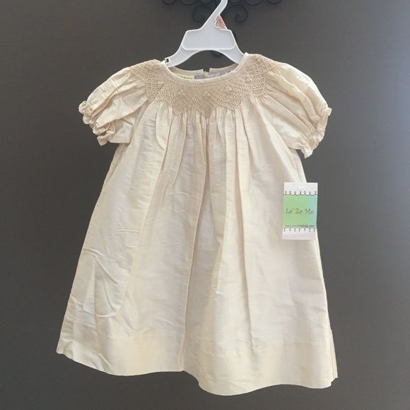 Le Za Me Other - Le Za Me Smocked Dress 100% Silk Fancy Ivory NWT